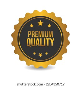 Premium Quality badge, golden color, isolated on white background. Vector illustration.