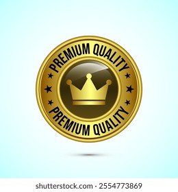 premium quality badge icon design illustration. Gold Color Button Design