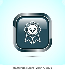 premium quality badge icon design illustration. Gray Color Square Button Design