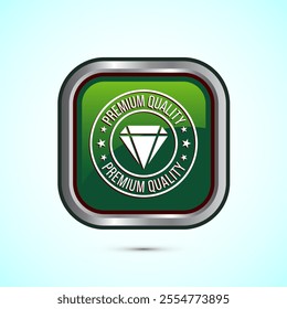 premium quality badge icon design illustration. Green Color Square Button Design