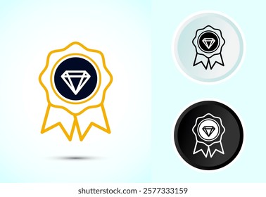 premium quality badge icon design illustration. premium quality label stamp design concept