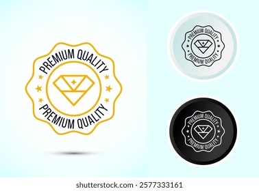 premium quality badge icon design illustration. premium quality label stamp design concept