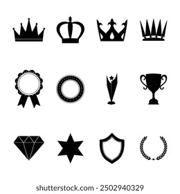 Premium quality badge icon set black vector, Set of awards and badges vector.