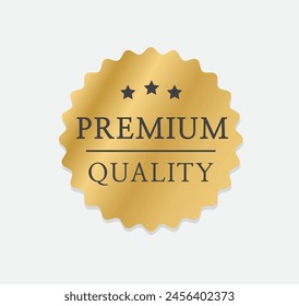 Premium quality badge or label. Gold vector medal isolated on white background. Vector illustration