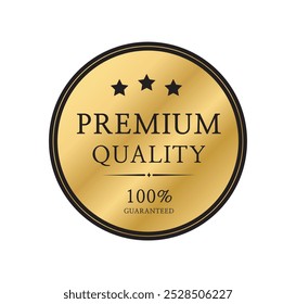 Premium quality badge or label. Gold vector medal isolated on white background. Vector illustration