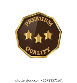 Insignia o etiqueta de calidad de Premium. Medalla de Vector de oro aislada sobre fondo blanco