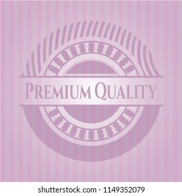 Premium Quality badge with pink background