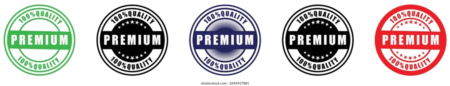 Ilustración vectorial de alta calidad de la insignia premium, Ilustración vectorial de sello de calidad de Premium, Mejor opción Vector de sello redondo premium, Icono de sello de goma premium Auténtica, Iconos vectoriales