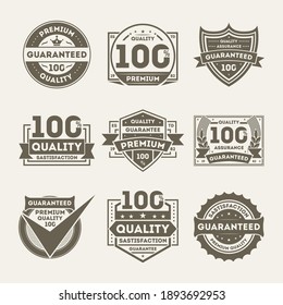 Premium quality badge set. Isolated flat best quality stamp symbol icons. Sale label sign vector illustration