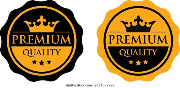 Vector con insignia de calidad de Premium | Elegante diseño de sello negro y dorado EPS