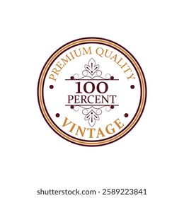 Premium Quality Badge Vintage 100 % badge Design Logo Icon Vector Badge