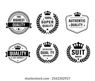Premium Quality Badges and Labels Vector Set for Authentic and Genuine Products