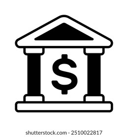 A premium quality bank icon represents financial institutions or banking services, money management, transactions, and accounts