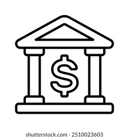 A premium quality bank icon represents financial institutions or banking services, money management, transactions, and accounts