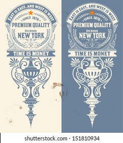 Premium Quality  banner. Baroque ornaments and floral details. Old paper texture background,