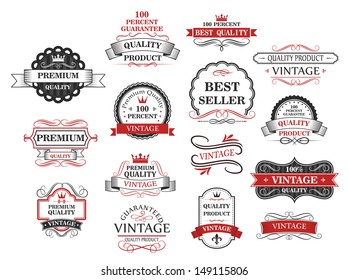 Premium and quality banners set in retro style