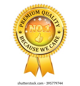 Premium Quality, because we care. - shiny ribbon. 