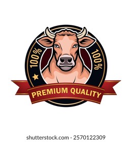 Premium Quality Beef Meat Badge Design – 100% Fresh Organic Seal Logo