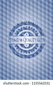 Premium Quality Beer blue hexagon badge.