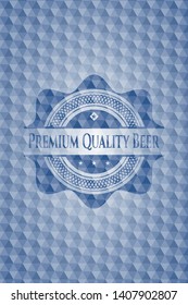 Premium Quality Beer blue hexagon badge. Vector Illustration. Detailed.