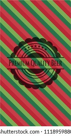 Premium Quality Beer christmas colors style badge.