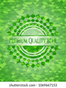  Premium Quality Beer green emblem. Mosaic background