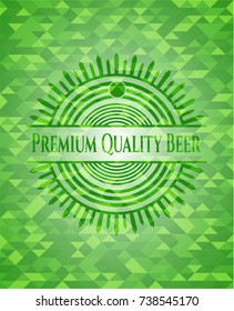 Premium Quality Beer green emblem with mosaic background