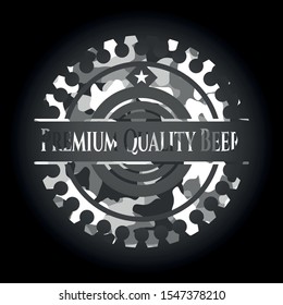 Premium Quality Beer grey camouflage emblem. Vector Illustration.