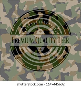 Premium Quality Beer on camo texture