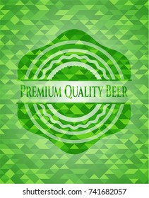 Premium Quality Beer realistic green mosaic emblem