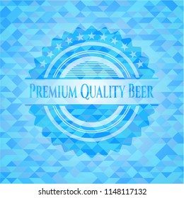 Premium Quality Beer realistic sky blue mosaic emblem