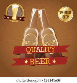 Premium Quality Beer (Use for poster, banner, etc). Vector Illustration
