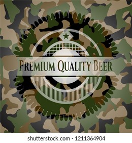 Premium Quality Beer written on a camo texture