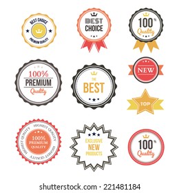 Premium quality best choice labels set isolated vector illustration