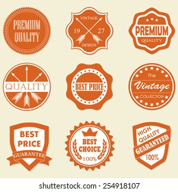 Premium quality, best price, vintage design badges and labels set. Vector illustration.