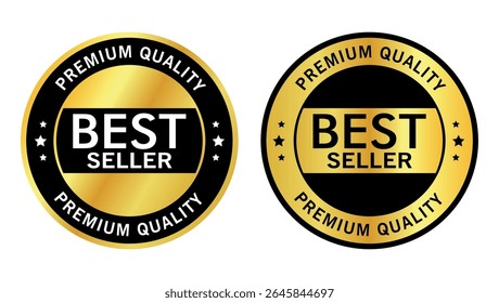 premium quality best seller badges in gold and black circular design with bold text for product label	
