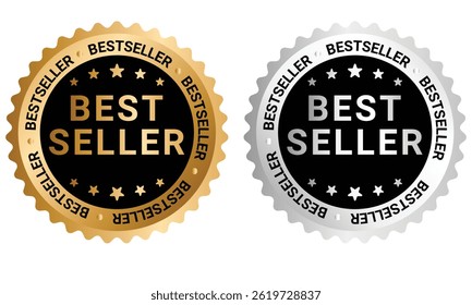 Premium quality Best seller medals set. Realistic golden labels - badges vector template