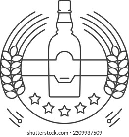 Premium quality beverage emblem. Glass bottle logo