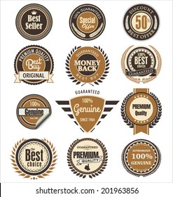 Premium quality brown badges and labels