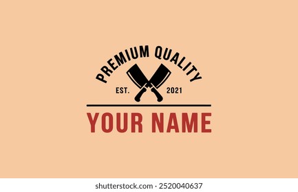 Premium quality butcher logo template with crossed cleavers