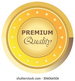 premium quality button yellow on white background