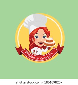 premium quality Cake Girl Vector logo