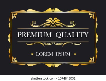 Premium quality. Certification card frame template. Vintage retro luxury design. Vector illustration