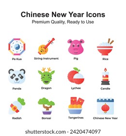 Premium quality chinese new year icons set, ready to use vectors