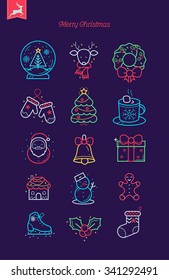 Premium Quality Christmas Neon icon bundle