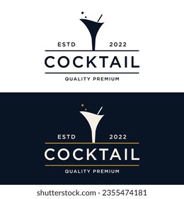 Premium quality cocktail alcohol drink logo in vintage style. Logo for bar, restaurant, pub, business, badge.