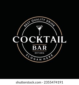 Premium quality cocktail alcohol drink logo in vintage style. Logo for bar, restaurant, pub, business, badge.