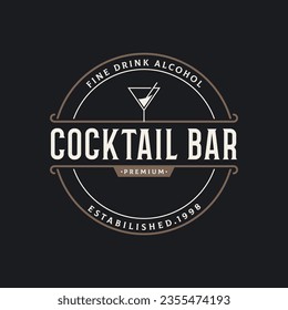 Premium quality cocktail alcohol drink logo in vintage style. Logo for bar, restaurant, pub, business, badge.