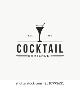 Premium quality cocktail alcohol drink logo in vintage style. Logo for bar, restaurant, pub, business, badge.