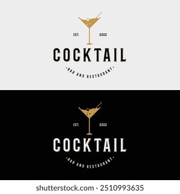 Premium quality cocktail alcohol drink logo in vintage style. Logo for bar, restaurant, pub, business, badge.